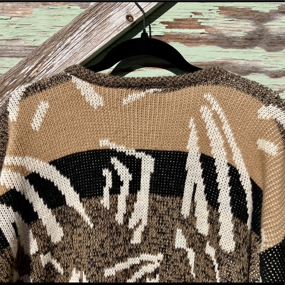 Vintage Slouchy Abstract Knit Sweater Neutrals Prince Bernardo - Picture 4 of 8